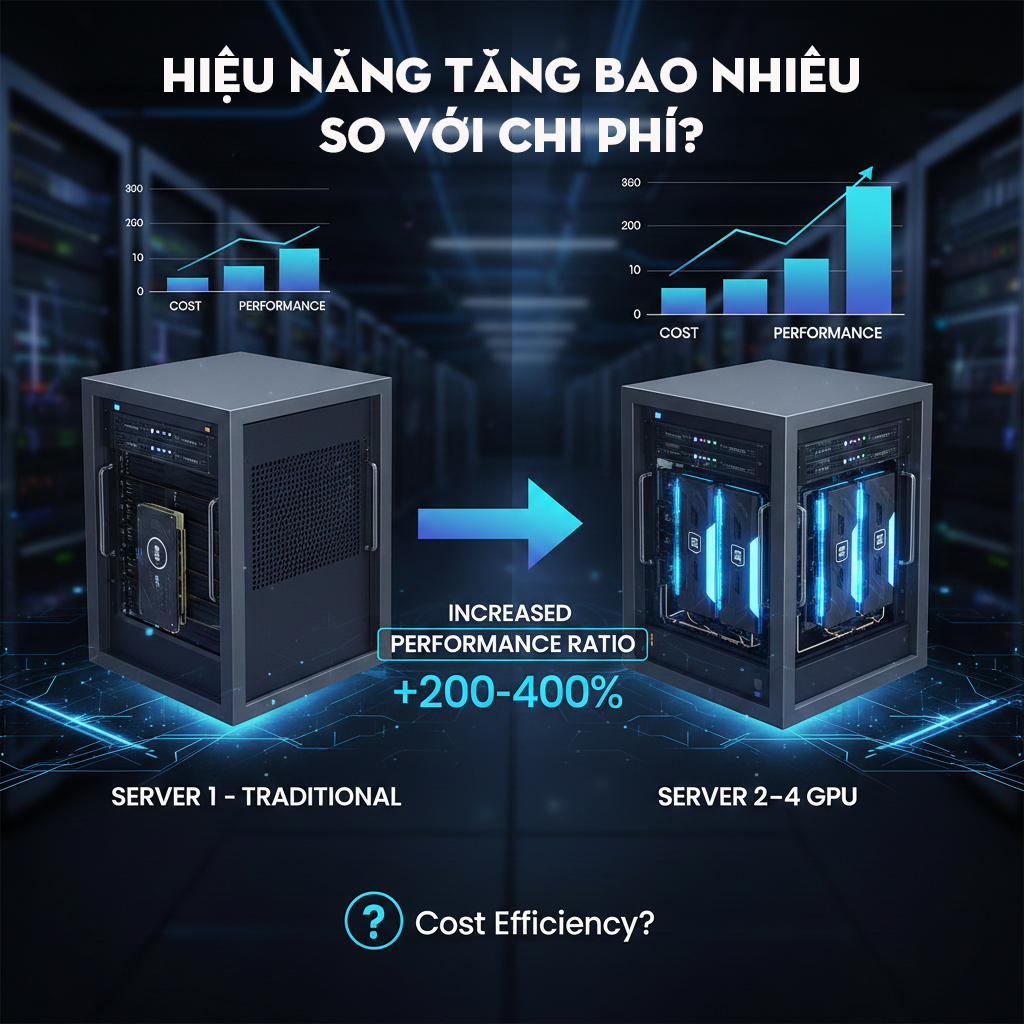 AI Server 2–4 GPU: Hiệu năng tăng bao nhiêu so với chi phí?