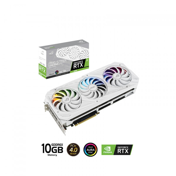 Card màn hình ASUS ROG STRIX RTX 3080-O10G-WHITE (10GB GDDR6X, 320-bit, HDMI +DP, 3x8-pin)