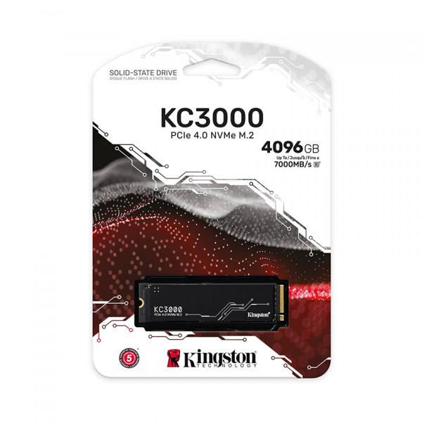 Ổ cứng SSD Kingston KC3000 4096GB NVMe M.2 2280 PCIe Gen 4 x 4 (Đọc 7000MB/s, Ghi 7000MB/s)-(SKC3000D/4096G)
