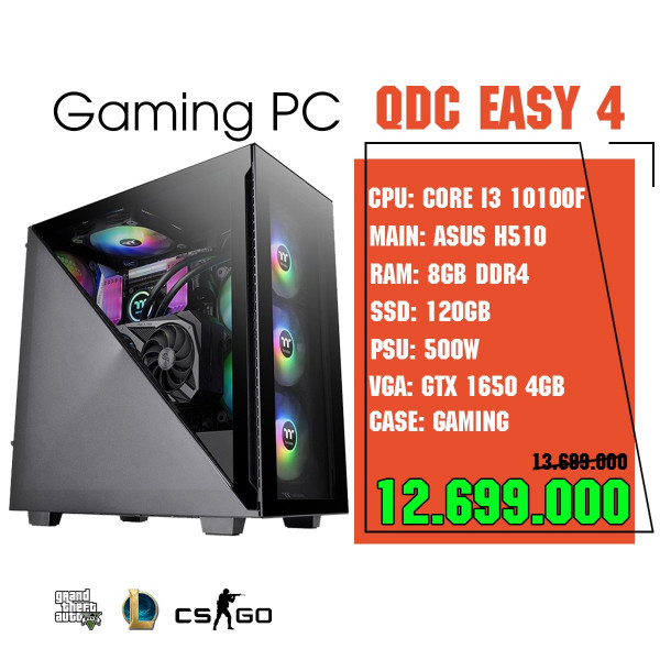 QDC Easy 04 (I3 10100F/H510/8GB/120GB/500W/GTX 1650)