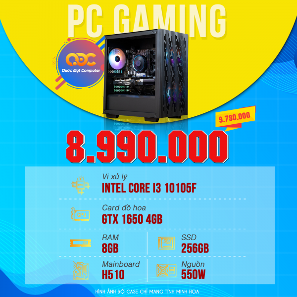 QDPC Gaming Easy 2 (I3 10105F/GTX1650/8GB/H510/256GB)