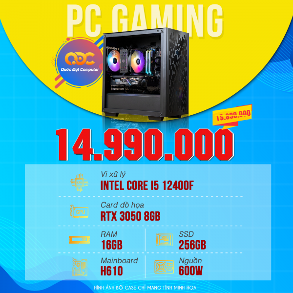 QDPC Gaming Easy 7 (I5 12400F/GTX3050/16GB/H610/16GB/256GB/)