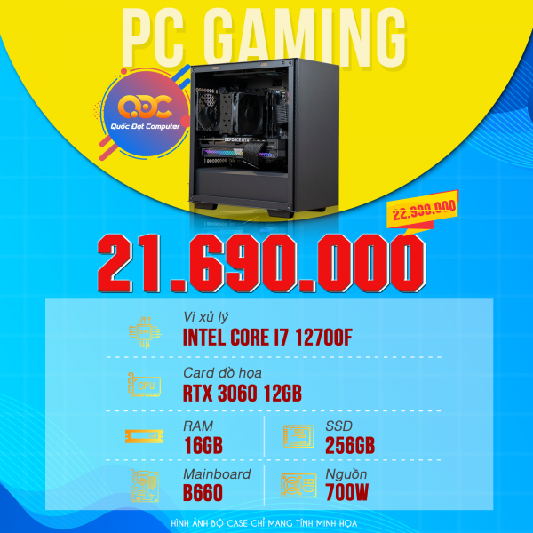 QDPC Gaming Easy 9 (I7 12700F/RTX3060/16GB/B660/256GB/700W)