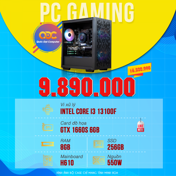 QDPC Gaming Easy 4 (I3 13100F/GTX1660/H610/8GB/256GB/550W)