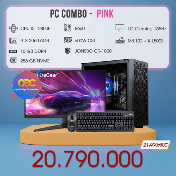 QĐ PC COMBO - PINK (I5 12400F/RTX2060/B660/16GB/256GB/600W)