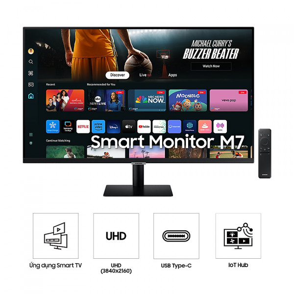 Màn hình Samsung Thông Minh M7 M70D LS32DM700UEXXV (32 inch/UHD/VA/60Hz/4ms/Loa)