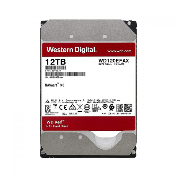 Ổ cứng HDD WD 12TB Red 3.5 inch, 5400RPM, SATA, 256MB Cache (WD120EFAX)